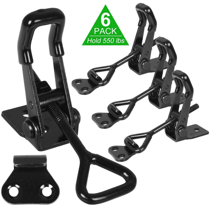 APACALI Adjustable Toggle Clamp Holding Capacity Toggle Latch Hasp Clamp Quick Release Pull Latch (Black-6pcs -550lbs) - Image 1